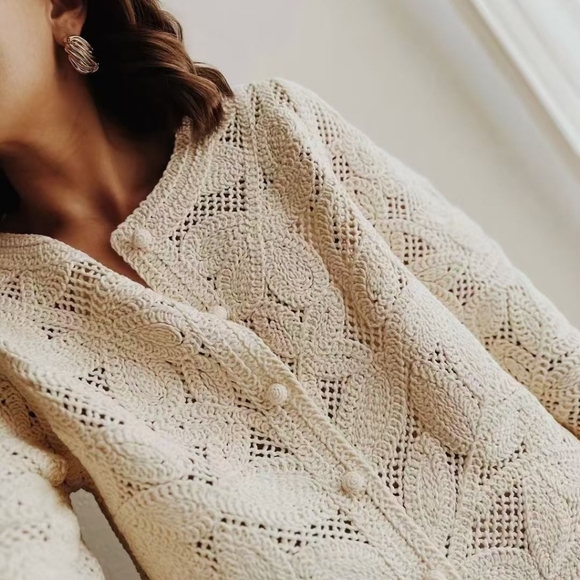 Sezane Nora Cardigan In Ecru - Picture 6 of 15